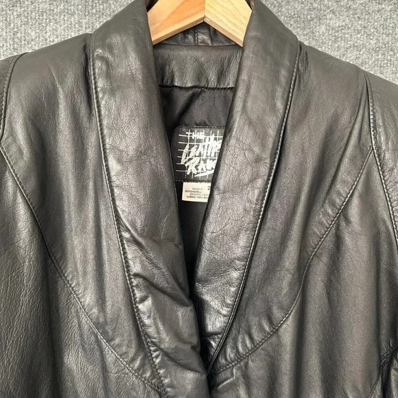 Vintage 80s Leather Ranch Jacket Womens 2 / Small Black Cropped Boxy Glam Rock - Picture 7 of 16
